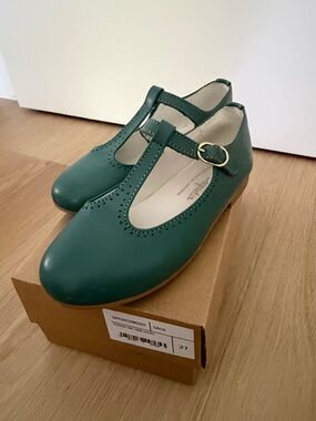 Kids Sage Green T-Strap Mary Jane Shoes